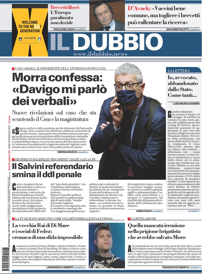 Il Dubbio, prima pagina