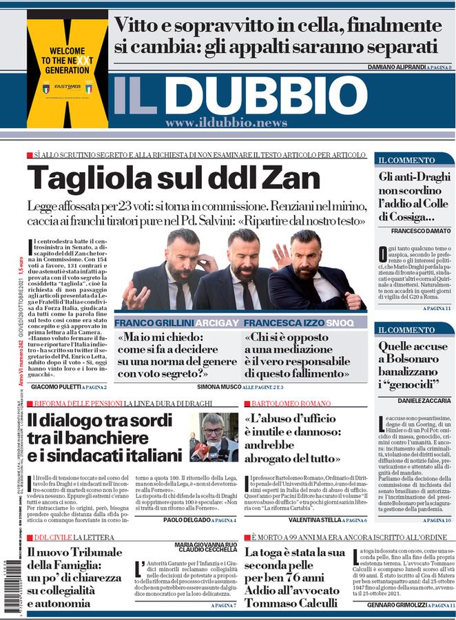 Il Dubbio, prima pagina