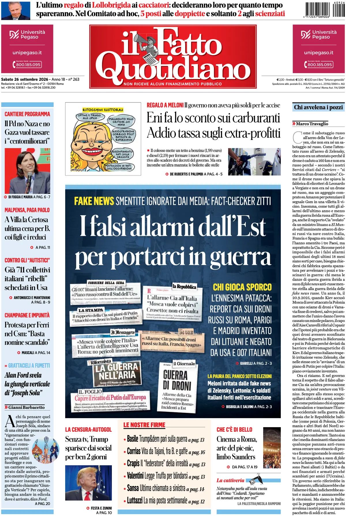 Il Fatto Quotidiano, prima pagina