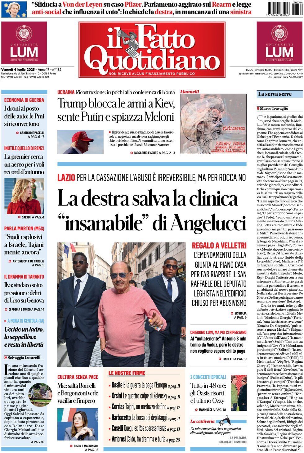 Il Fatto Quotidiano, prima pagina