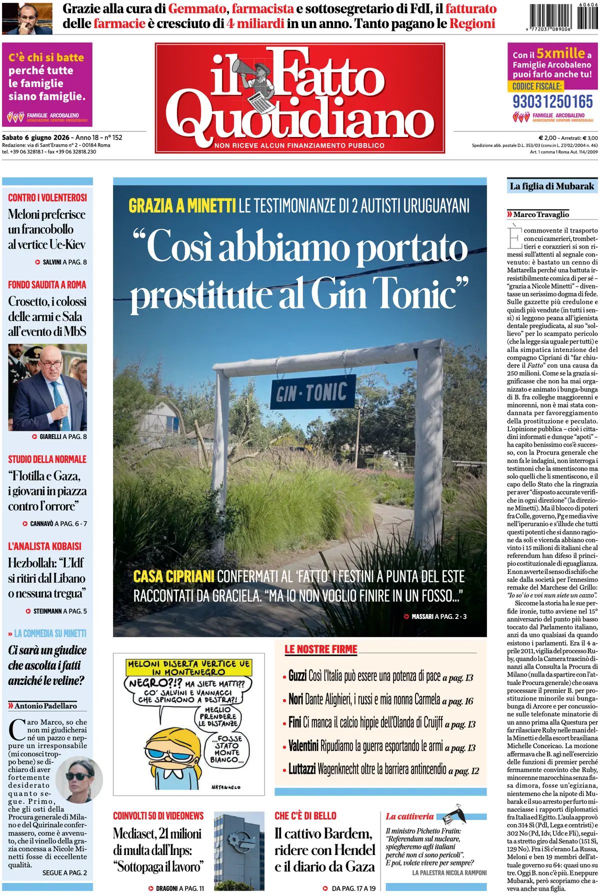 Il Fatto Quotidiano, prima pagina