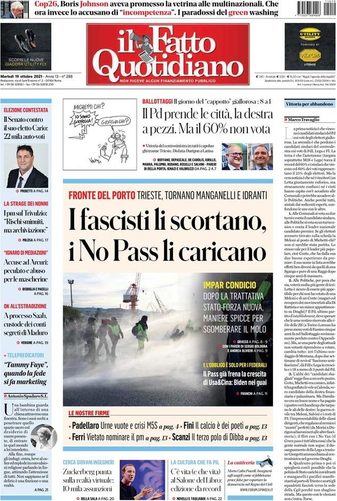 Il Fatto Quotidiano, prima pagina