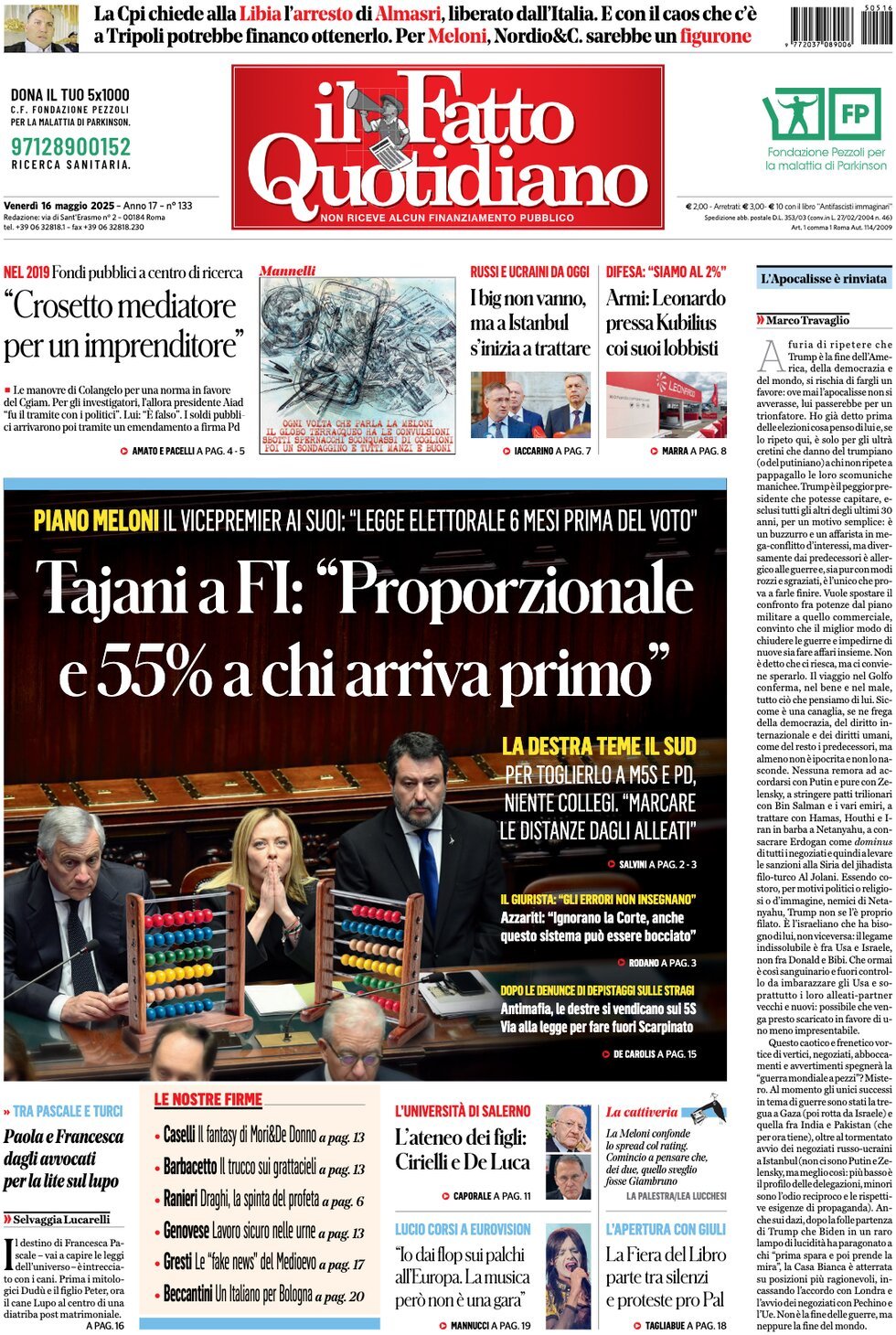 Il Fatto Quotidiano, prima pagina