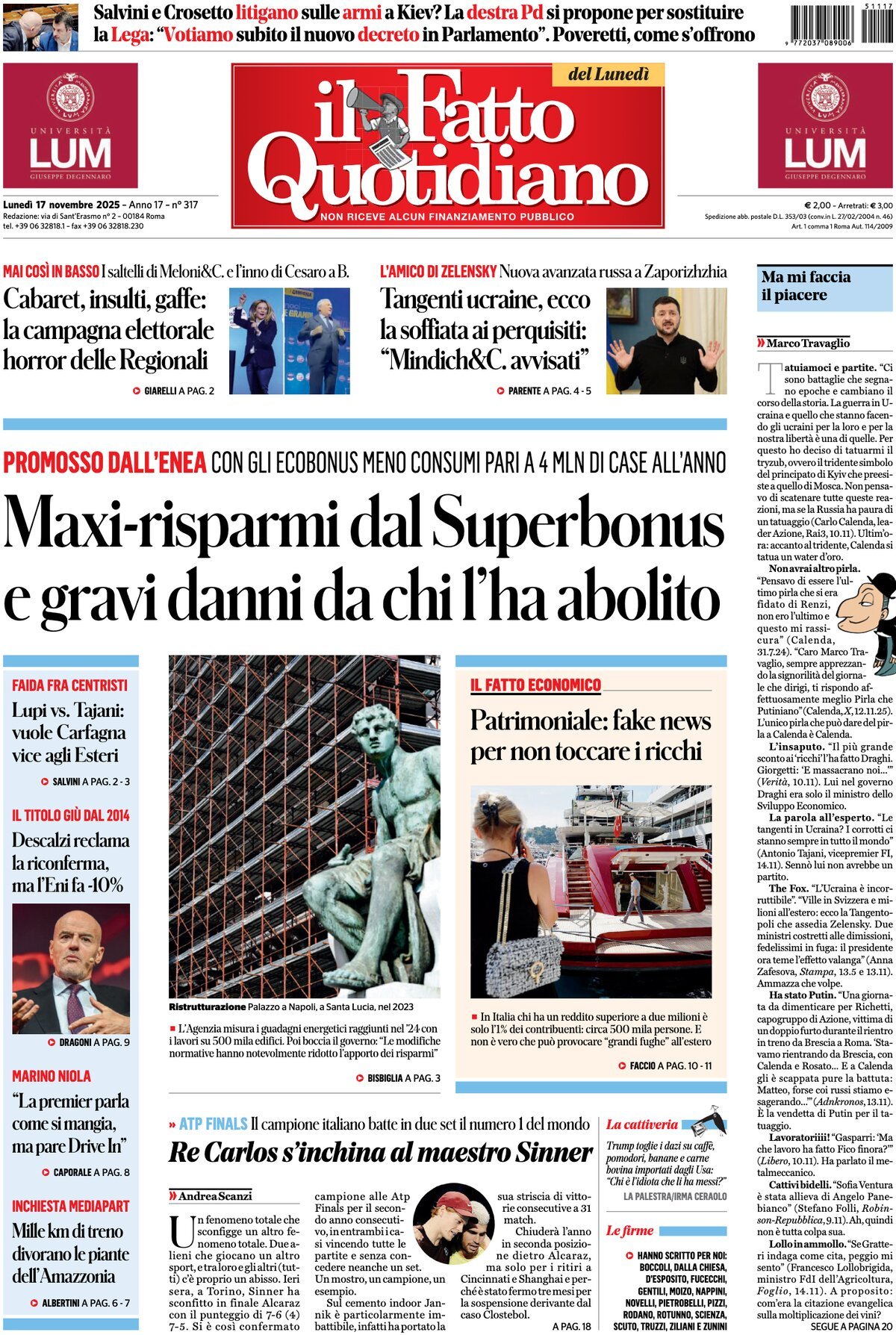 Il Fatto Quotidiano, prima pagina