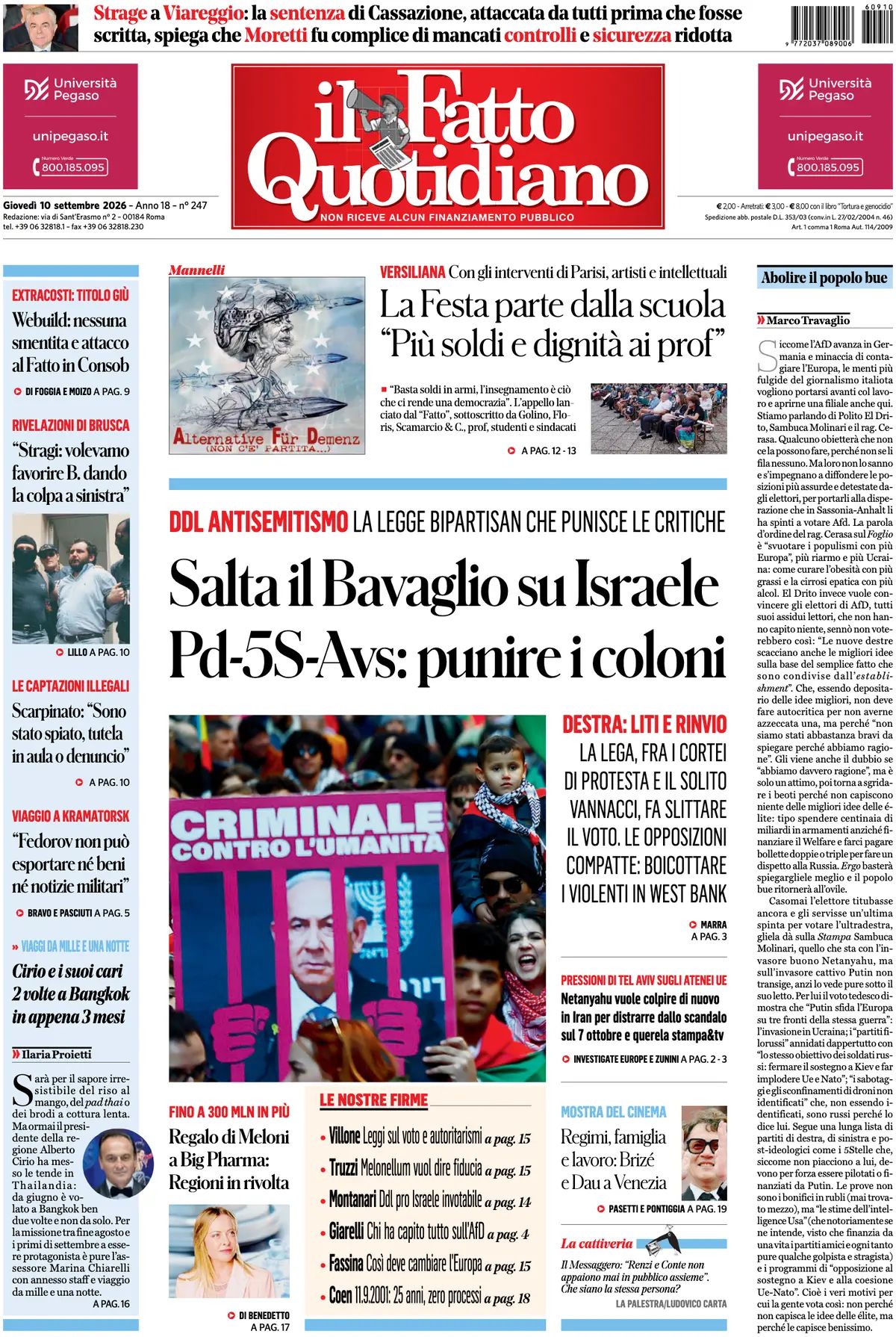 Il Fatto Quotidiano, prima pagina