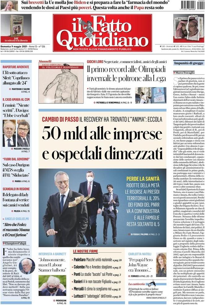 Il Fatto Quotidiano, prima pagina