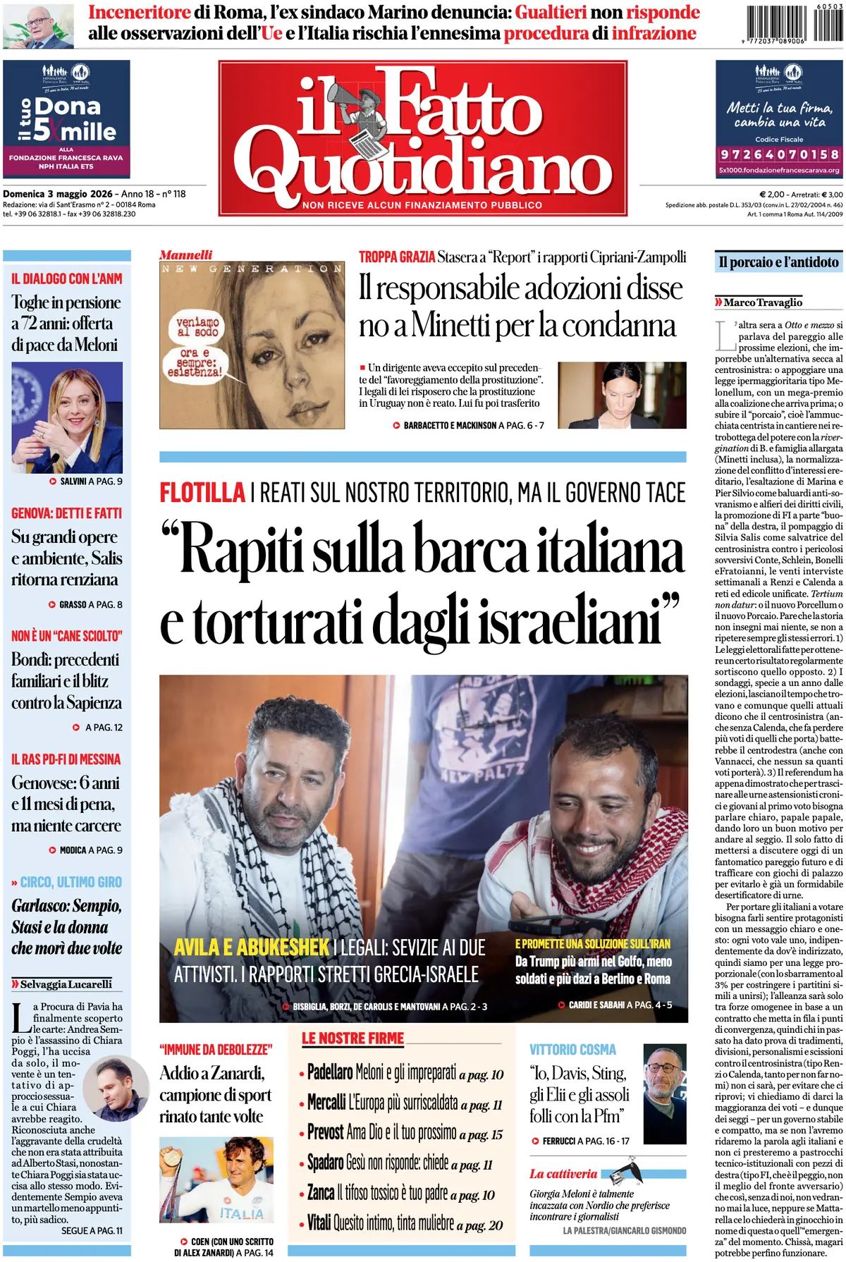 Il Fatto Quotidiano, prima pagina