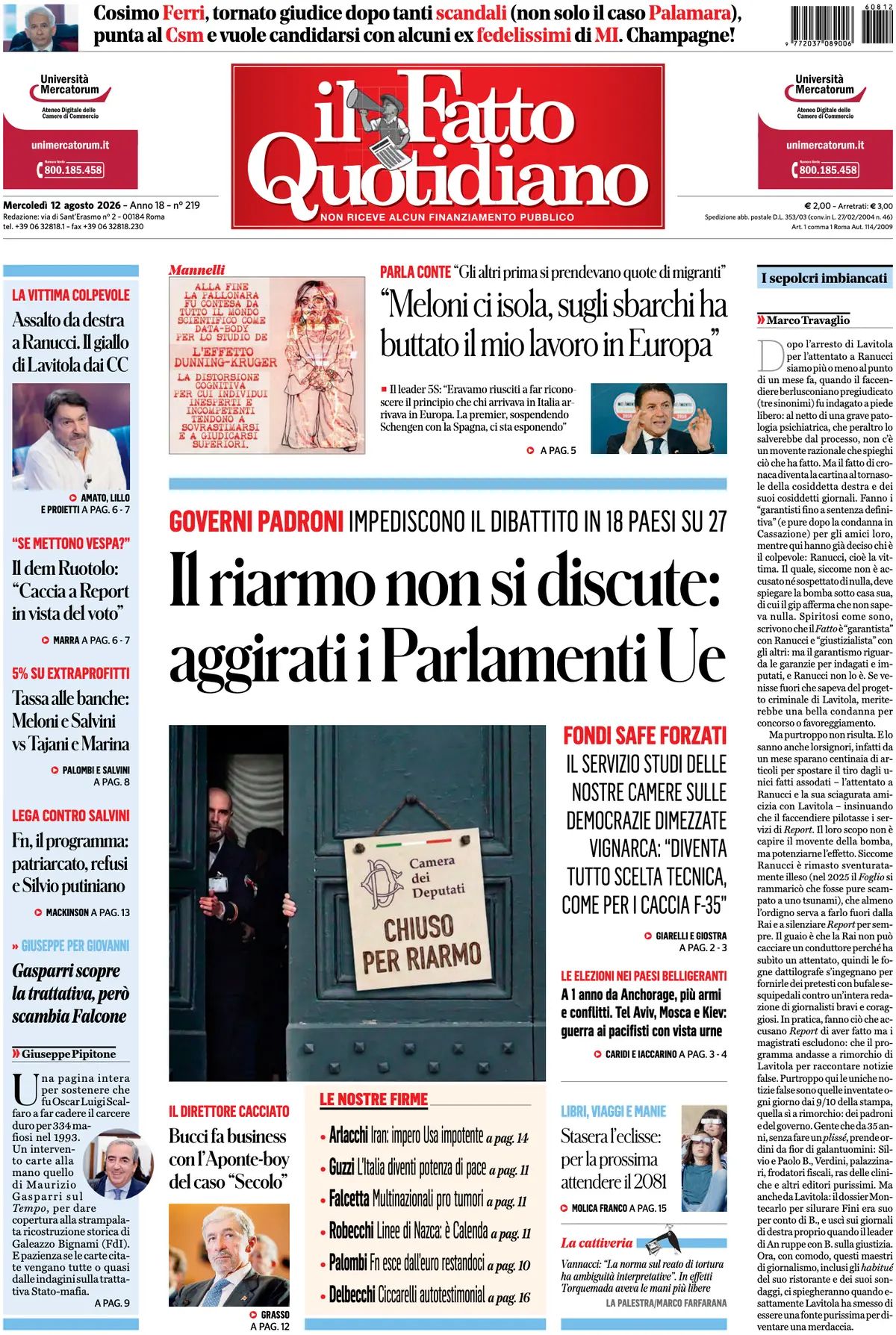 Il Fatto Quotidiano, prima pagina