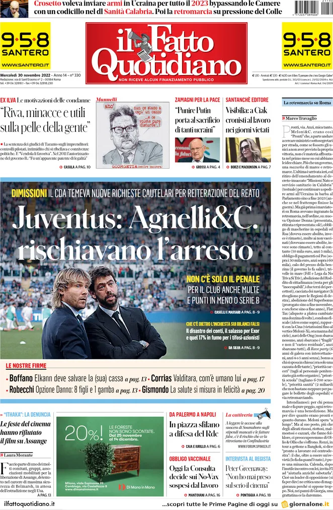 Prima pagina «Il Fatto Quotidiano» | Giornali.it