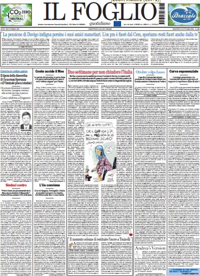 Il Foglio, prima pagina
