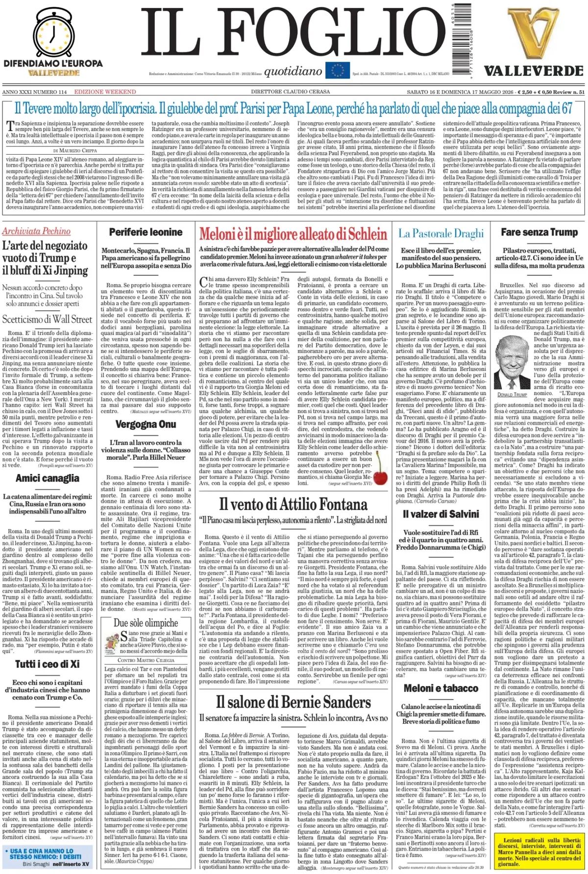 Il Foglio, prima pagina