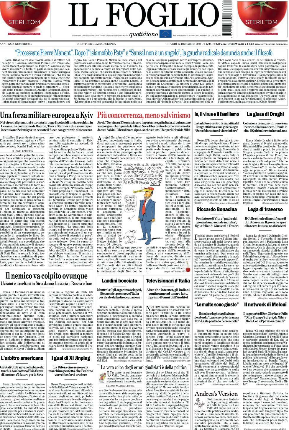 Il Foglio, prima pagina