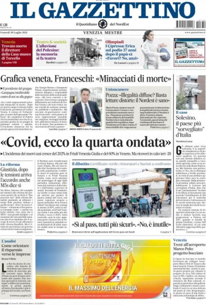 Il Gazzettino, prima pagina