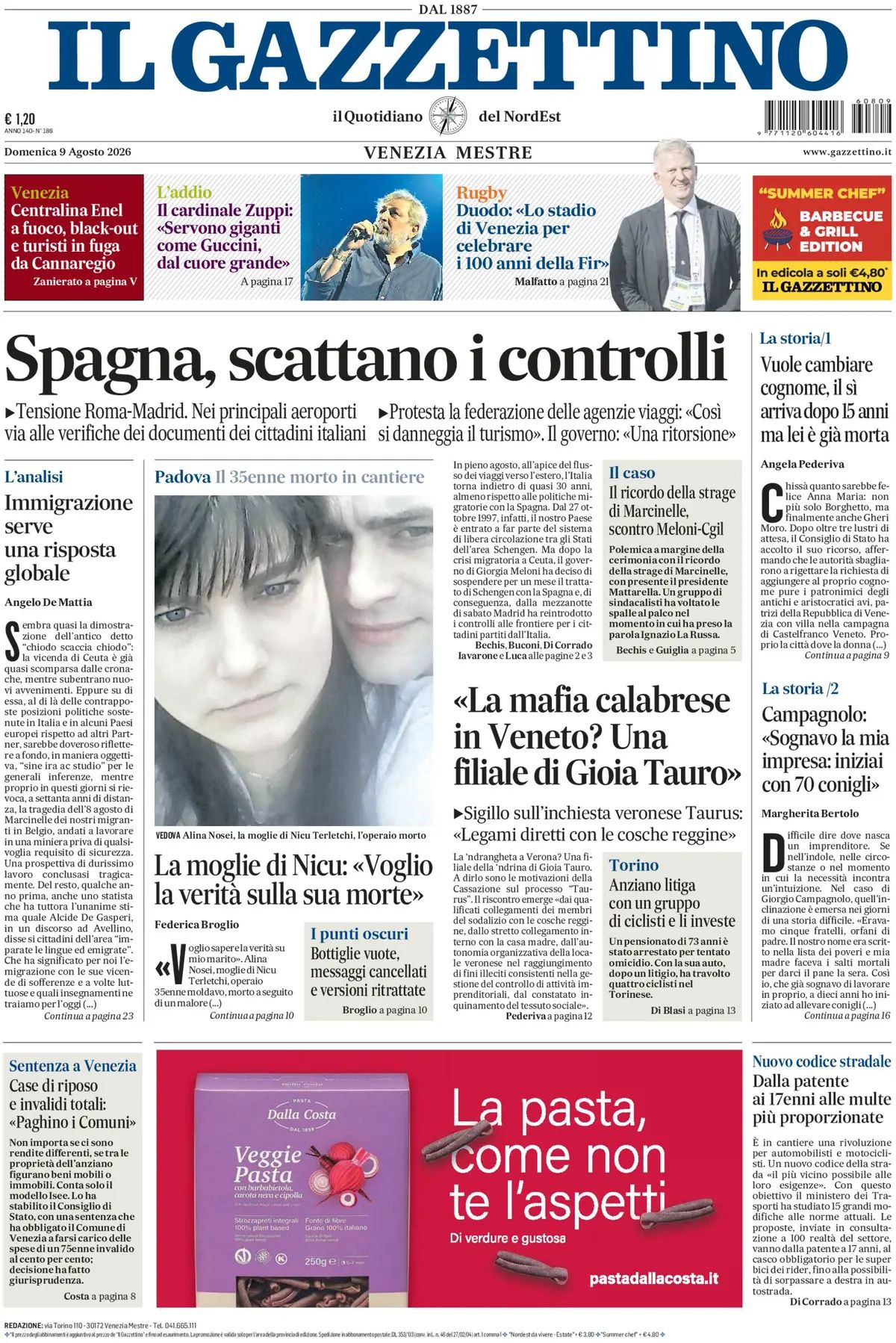 Il Gazzettino, prima pagina