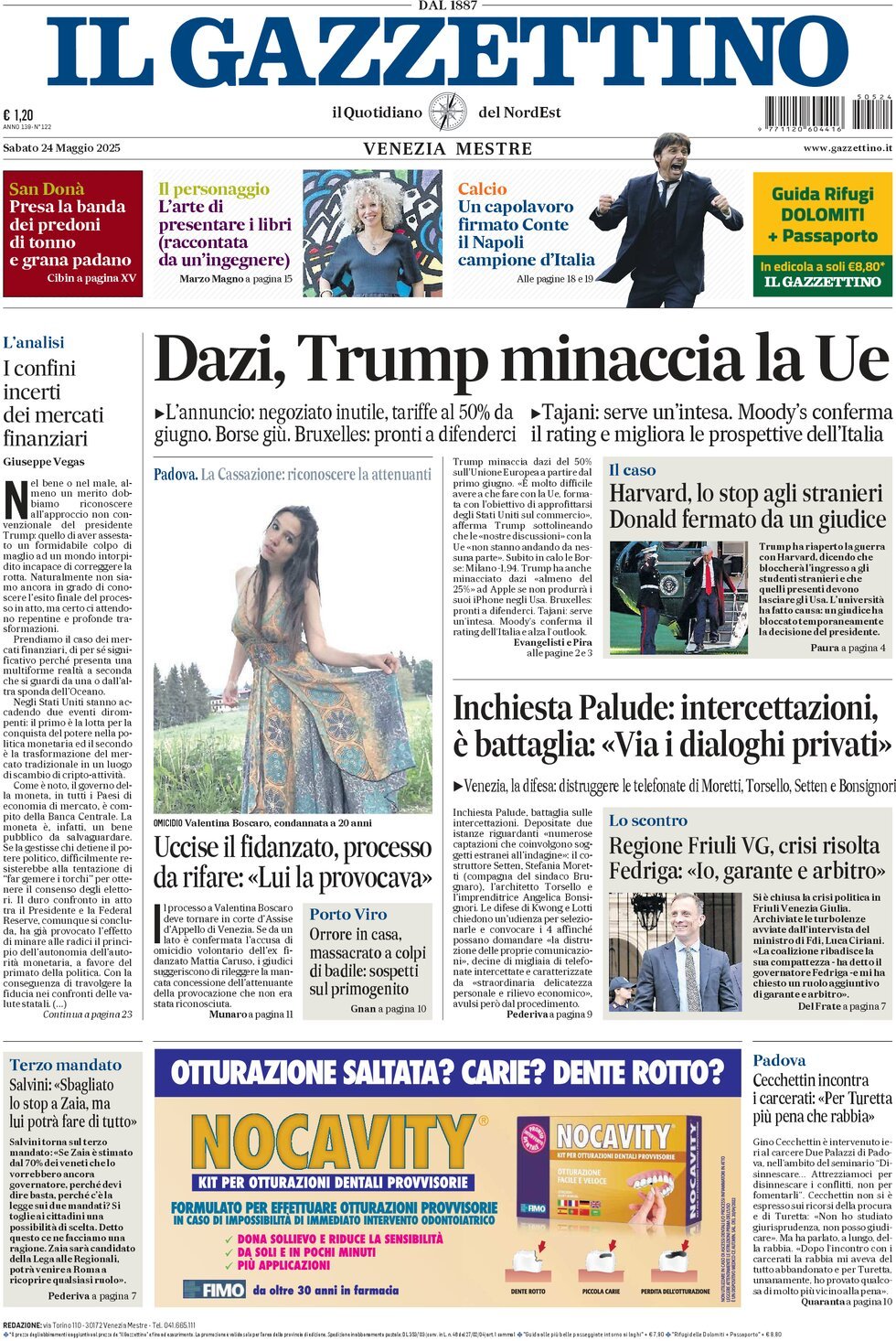 Il Gazzettino, prima pagina