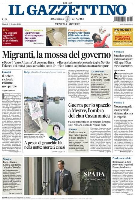 Il Gazzettino, prima pagina