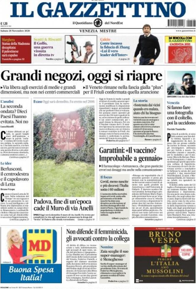 Il Gazzettino, prima pagina