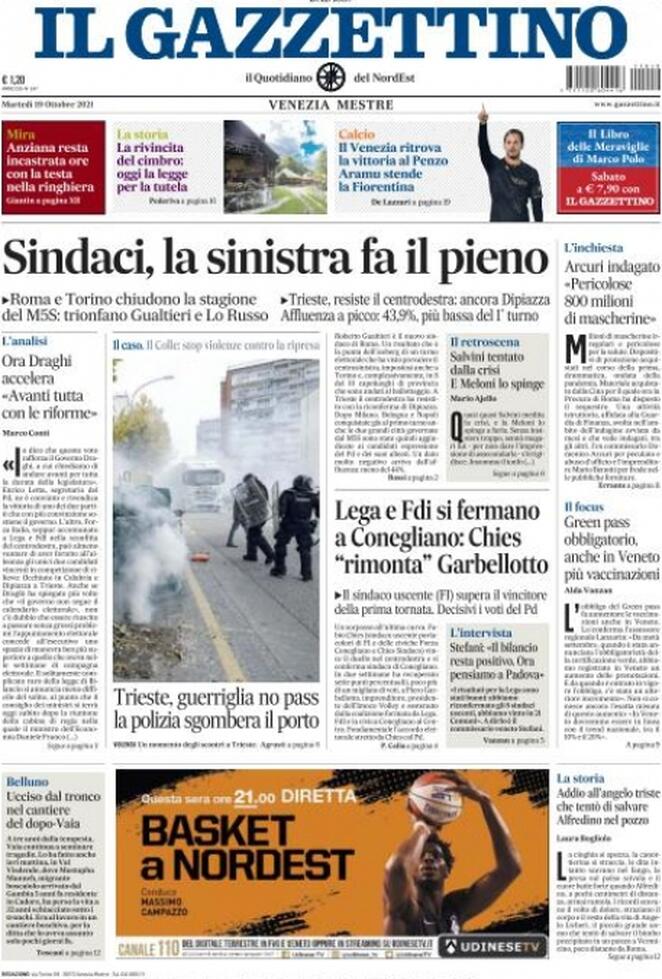 Il Gazzettino, prima pagina