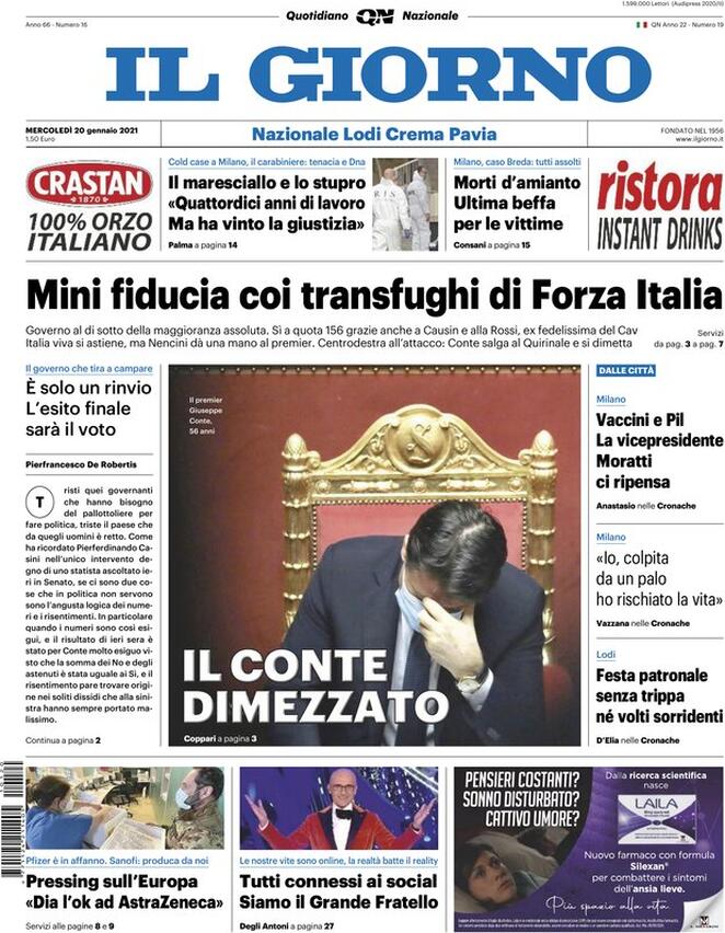 Il Giorno, prima pagina