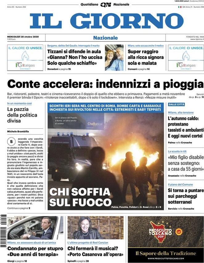 Il Giorno, prima pagina