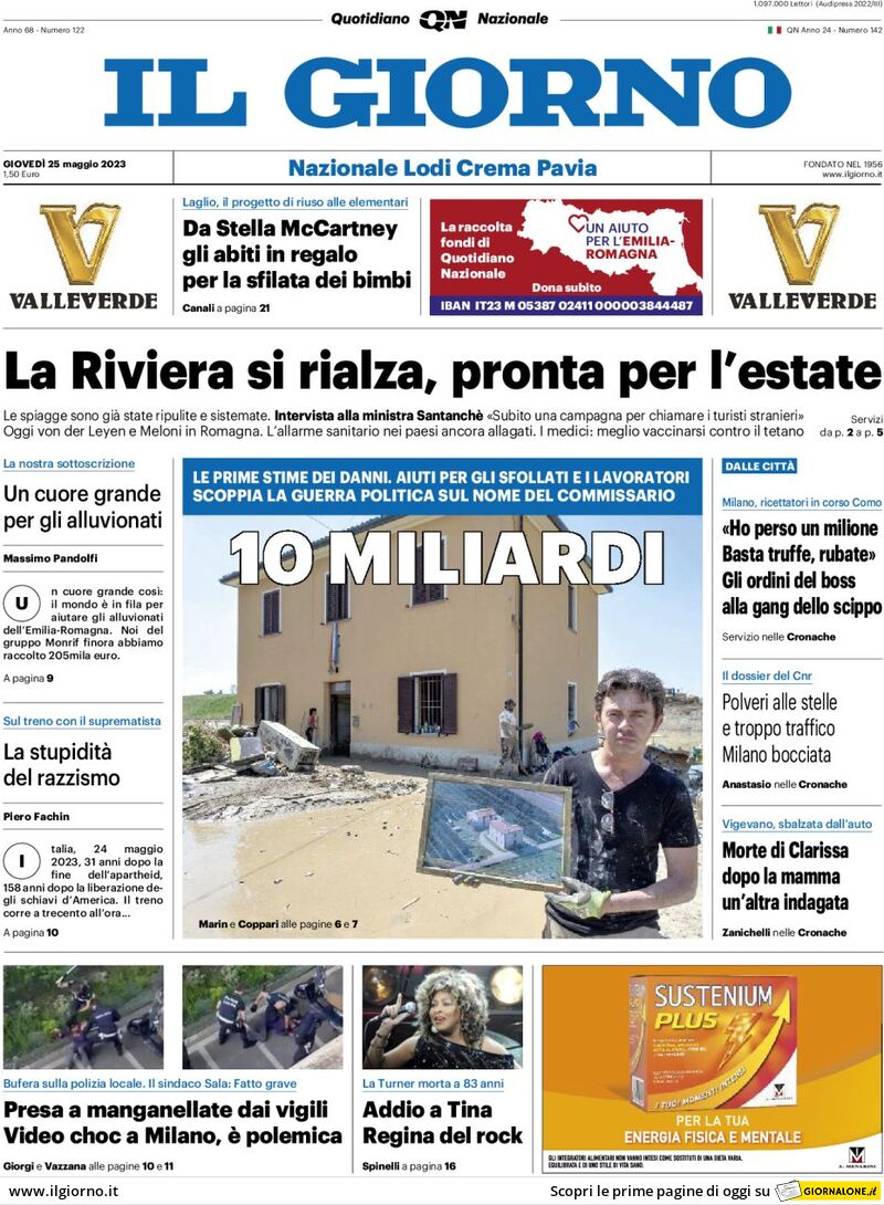 Il Giorno, prima pagina