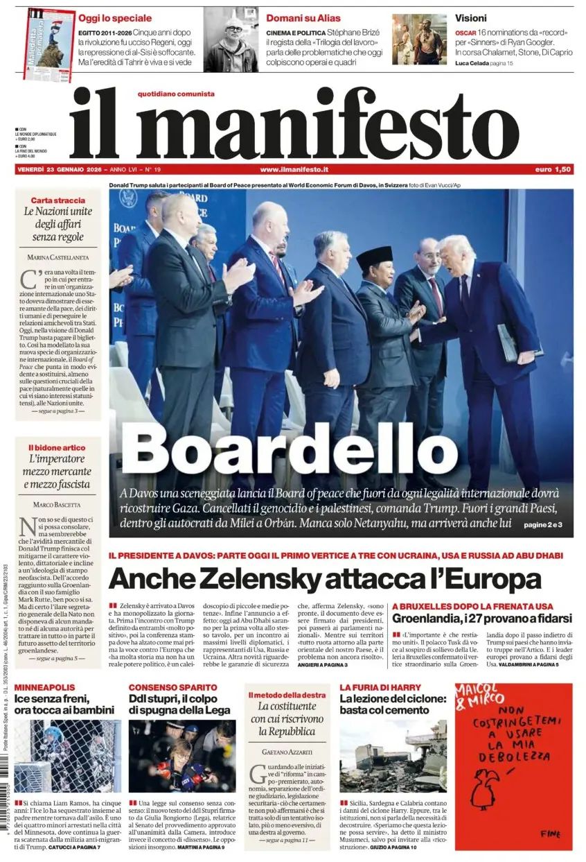 Il Manifesto, prima pagina
