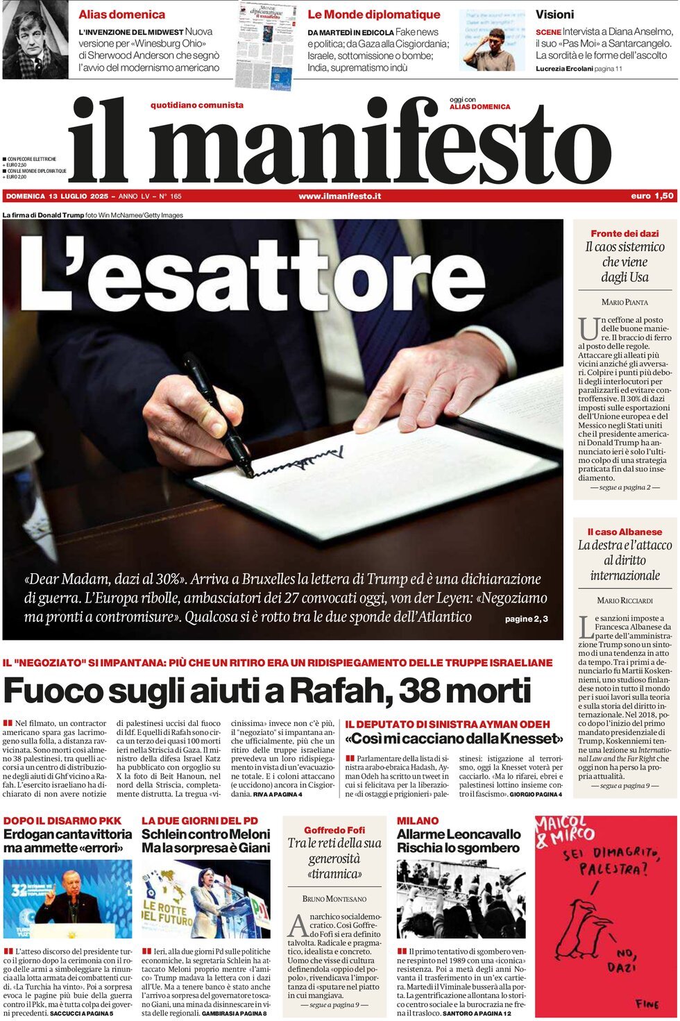 Il Manifesto, prima pagina