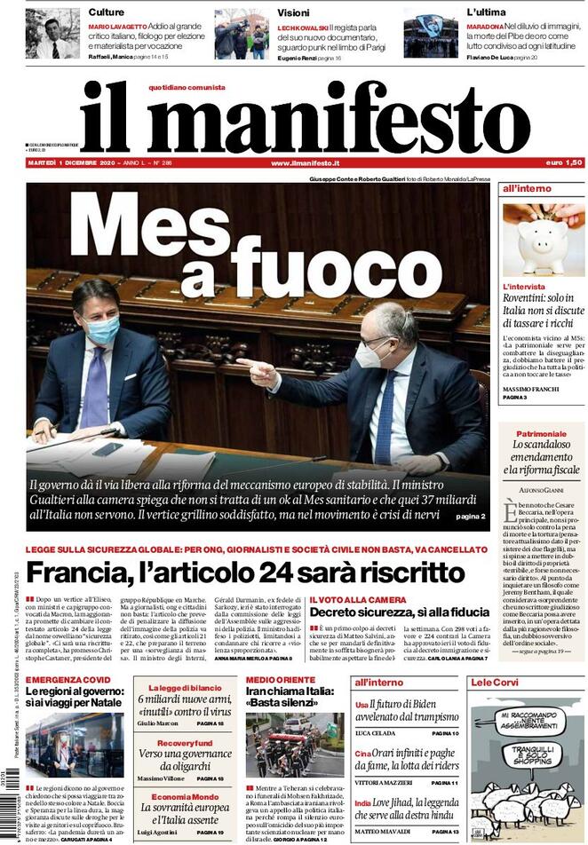Il Manifesto, prima pagina