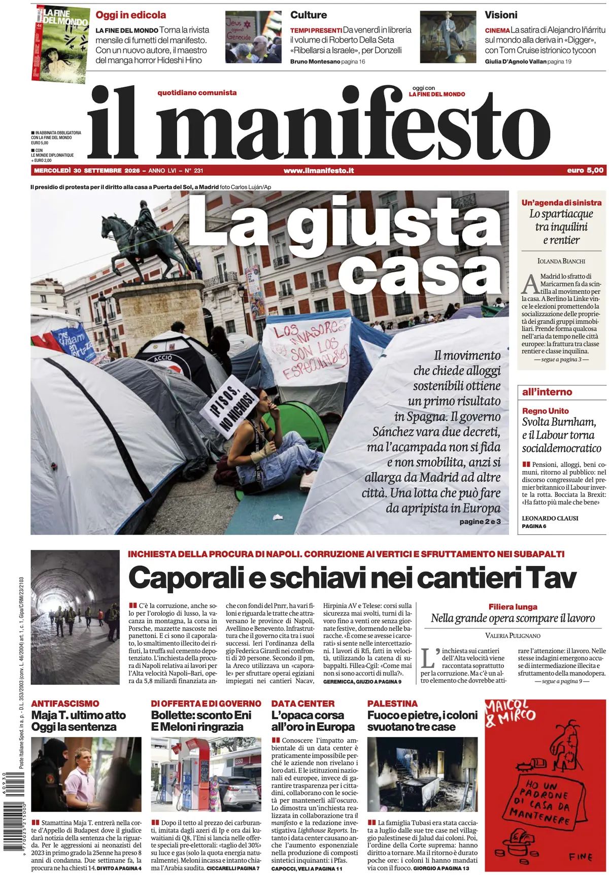 Il Manifesto, prima pagina