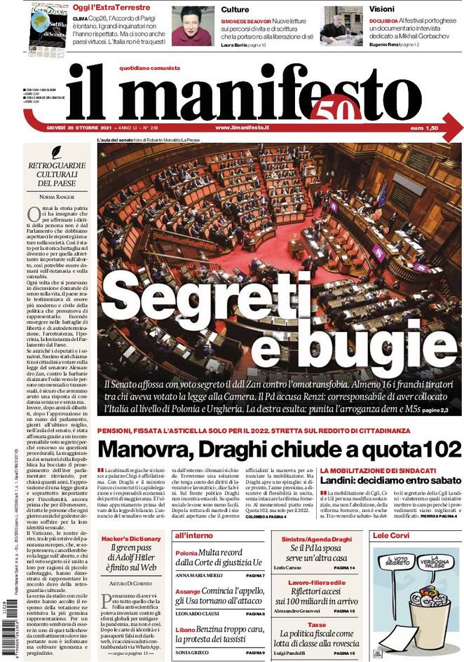 Il Manifesto, prima pagina