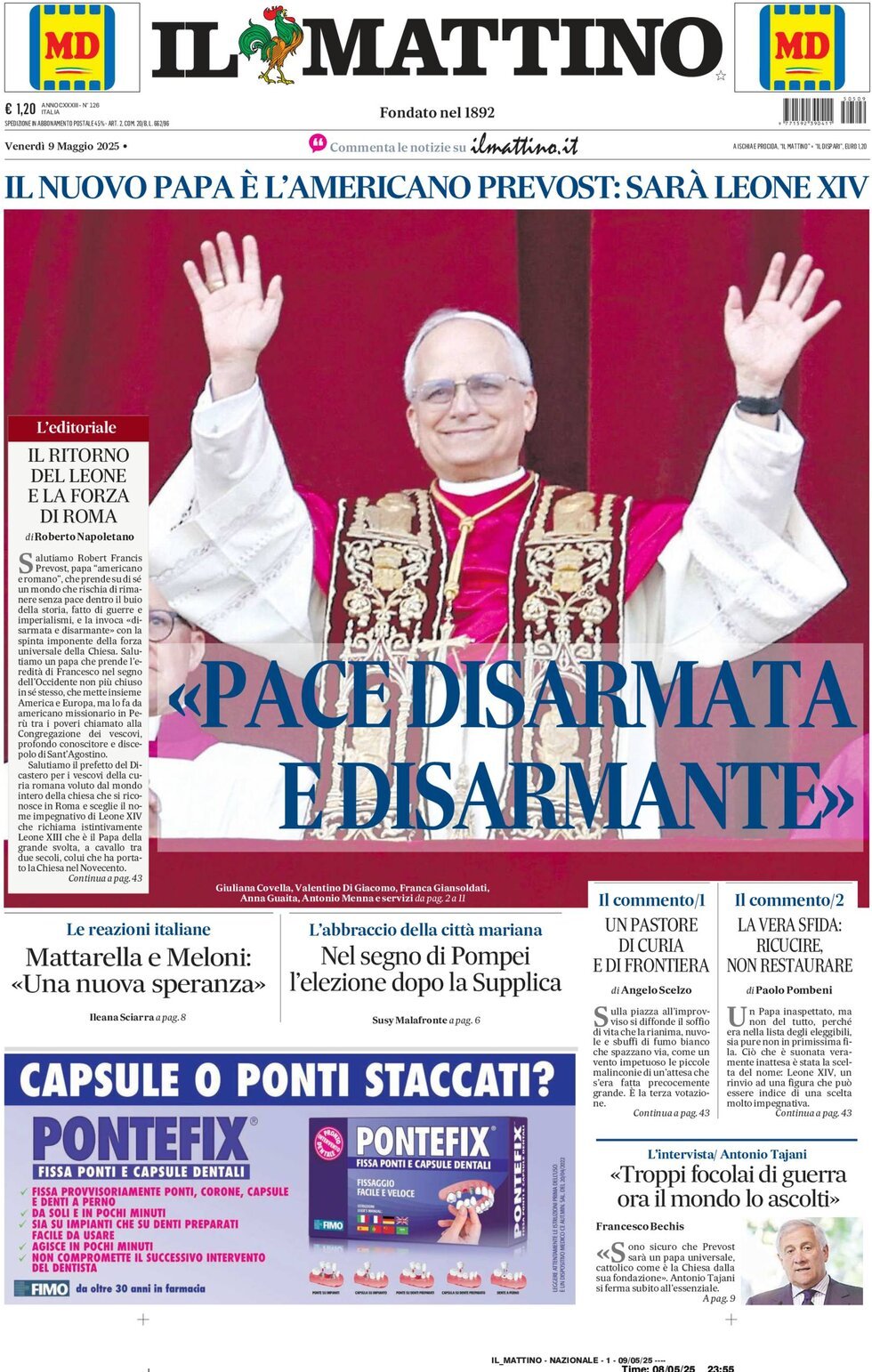 Il Mattino, prima pagina