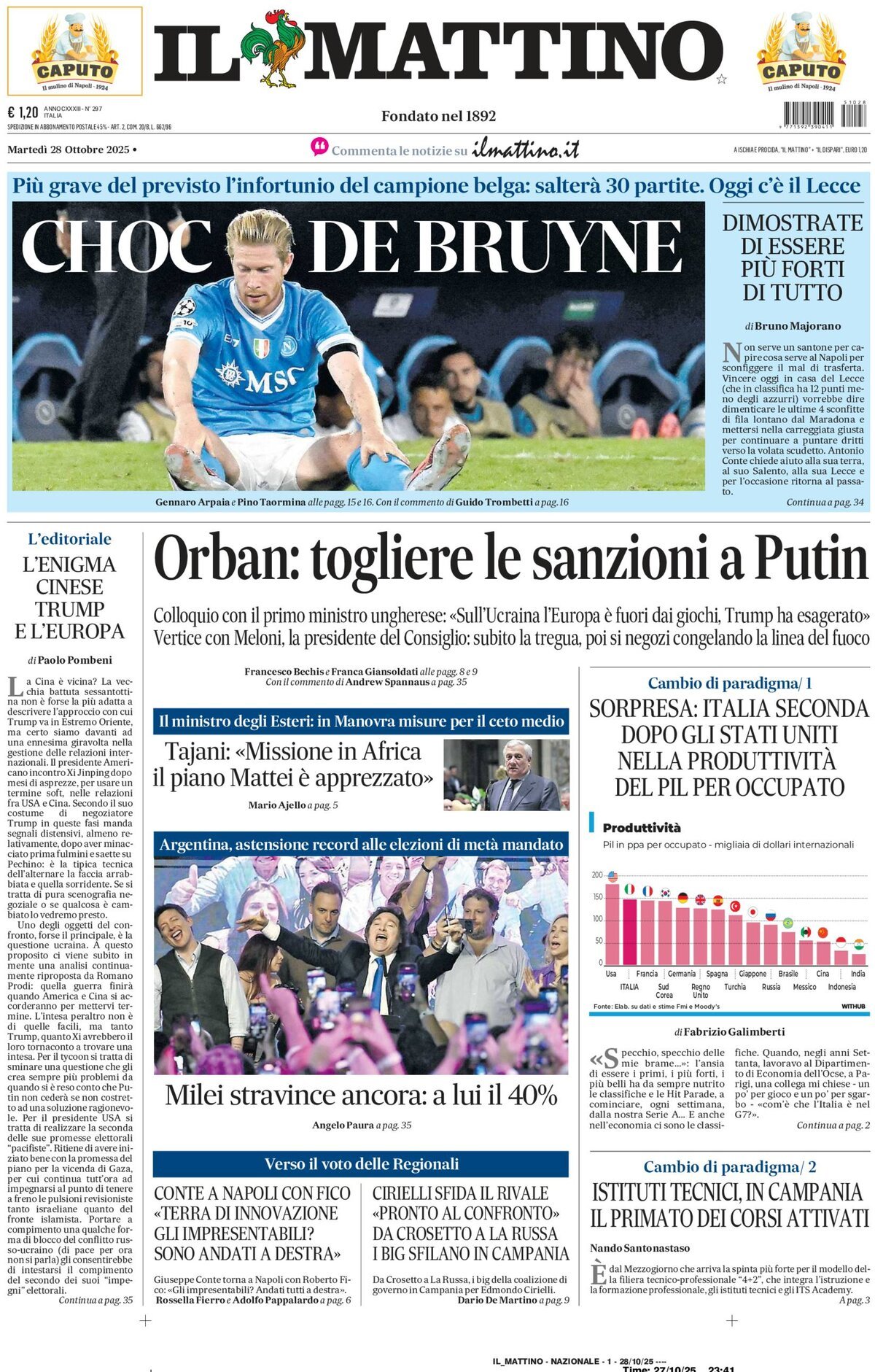 Il Mattino prima pagina di oggi 
            Edizione di Oggi, Martedì 28 Ottobre 2025 Il Mattino prima pagina di oggi 
            Edizione di Oggi, Martedì 28 Ottobre 2025