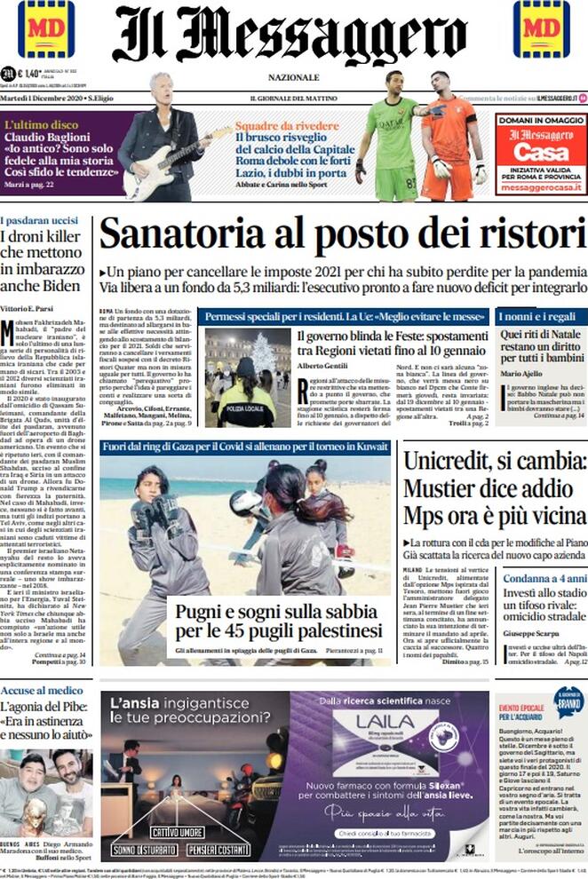 Il Messaggero, prima pagina