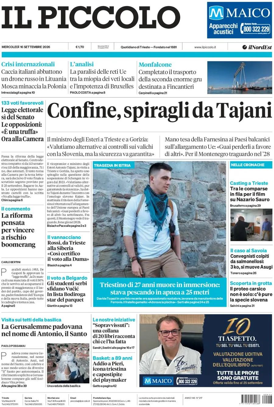 Il Piccolo, prima pagina