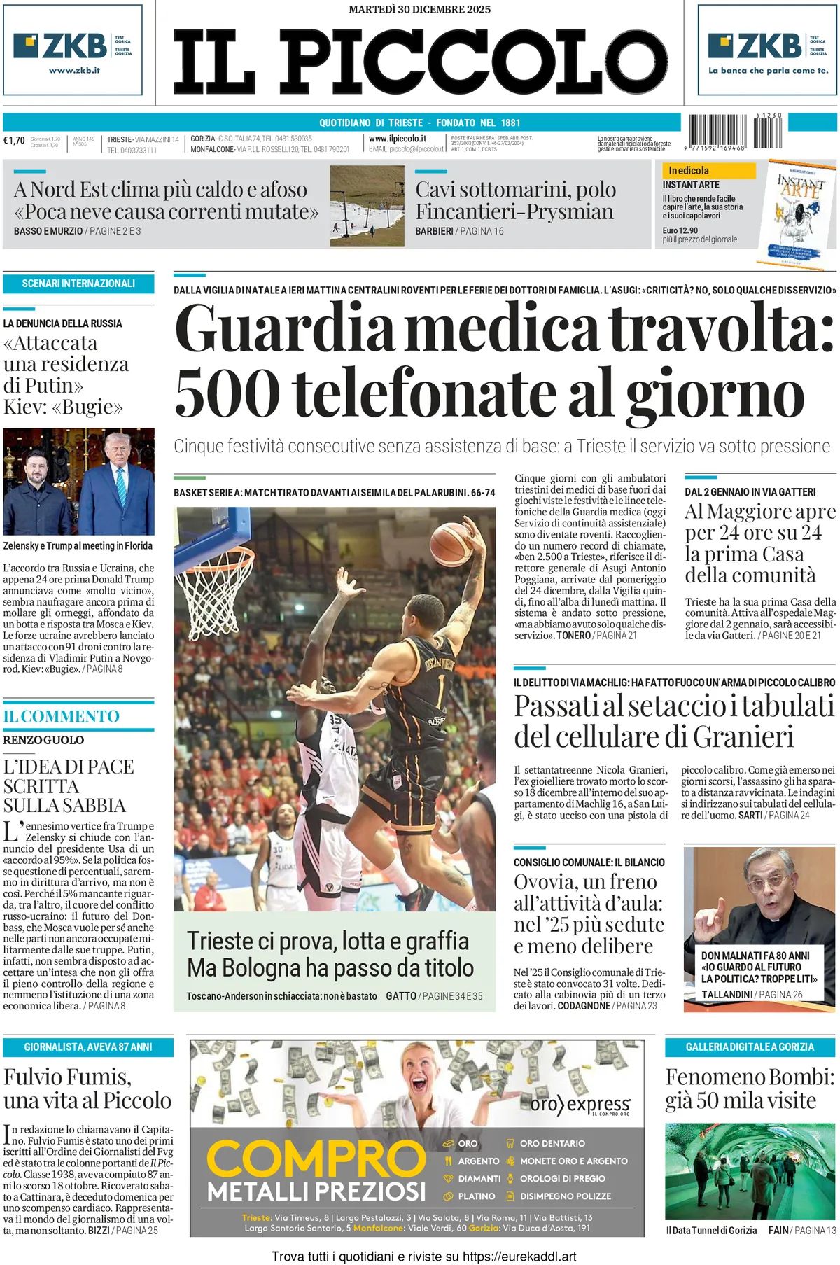 il piccolo prima pagina trieste
