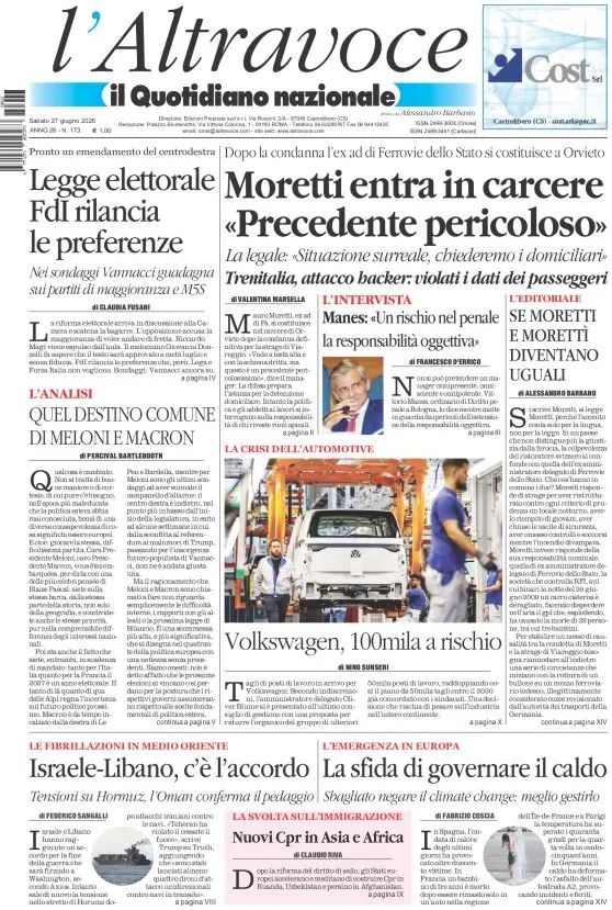 Il Quotidiano Del Sud, prima pagina