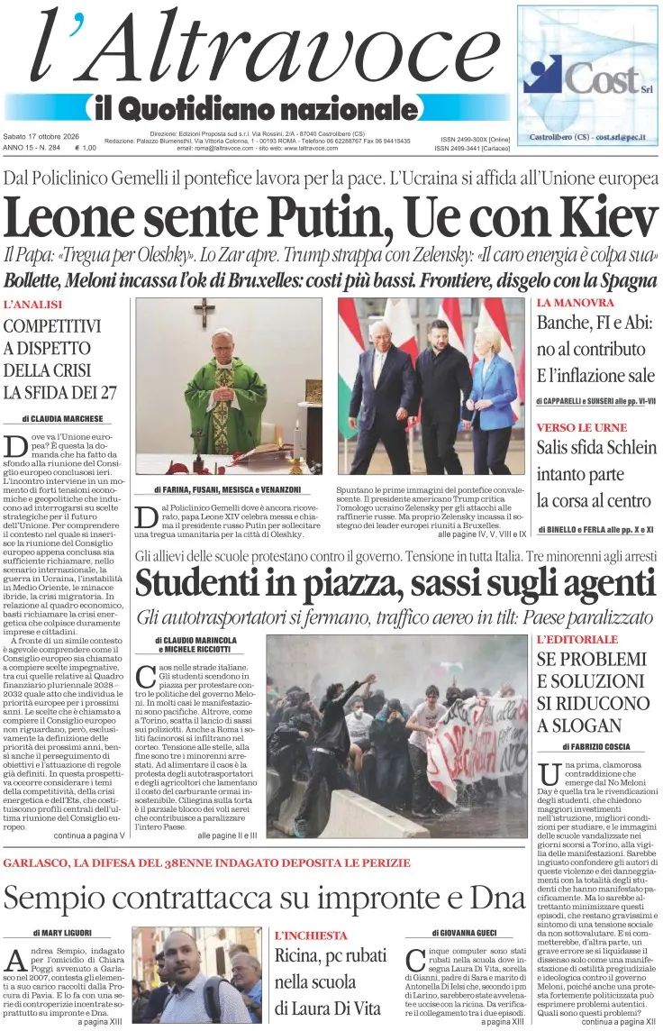 Il Quotidiano Del Sud, prima pagina