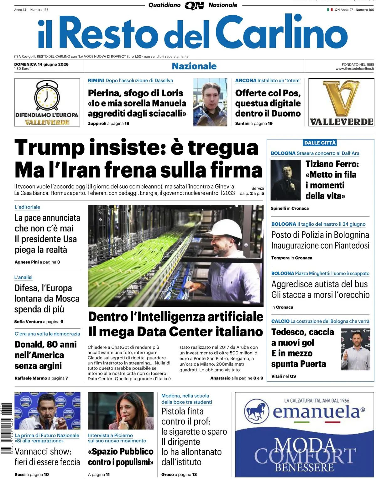 Il Resto Del Carlino, prima pagina