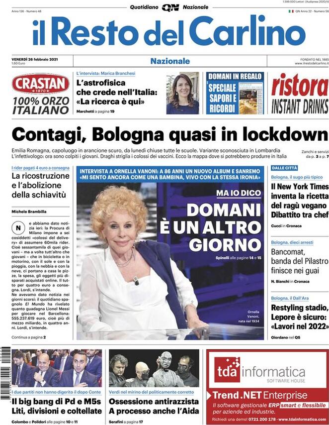 Il Resto Del Carlino, prima pagina