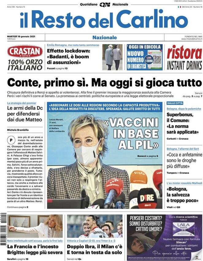 Prima pagina «Il Resto Del Carlino» Giornali.it Prima pagina «Il Resto Del Carlino» Giornali.it