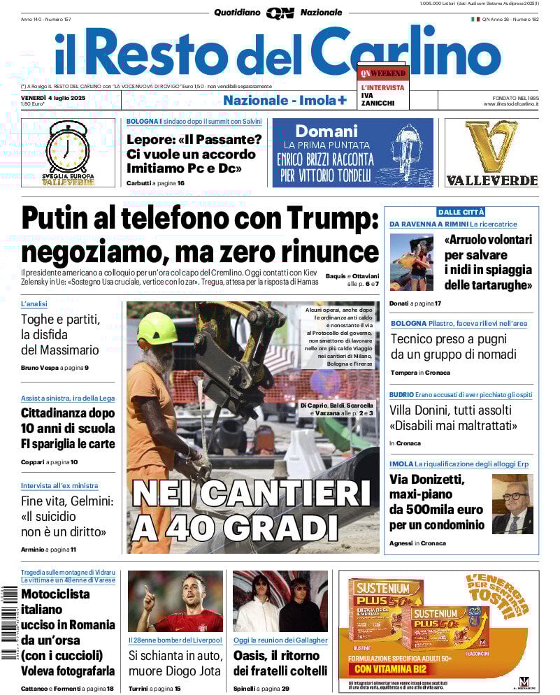 Il Resto Del Carlino, prima pagina