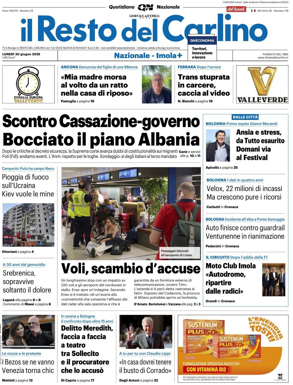 Il Resto Del Carlino, prima pagina