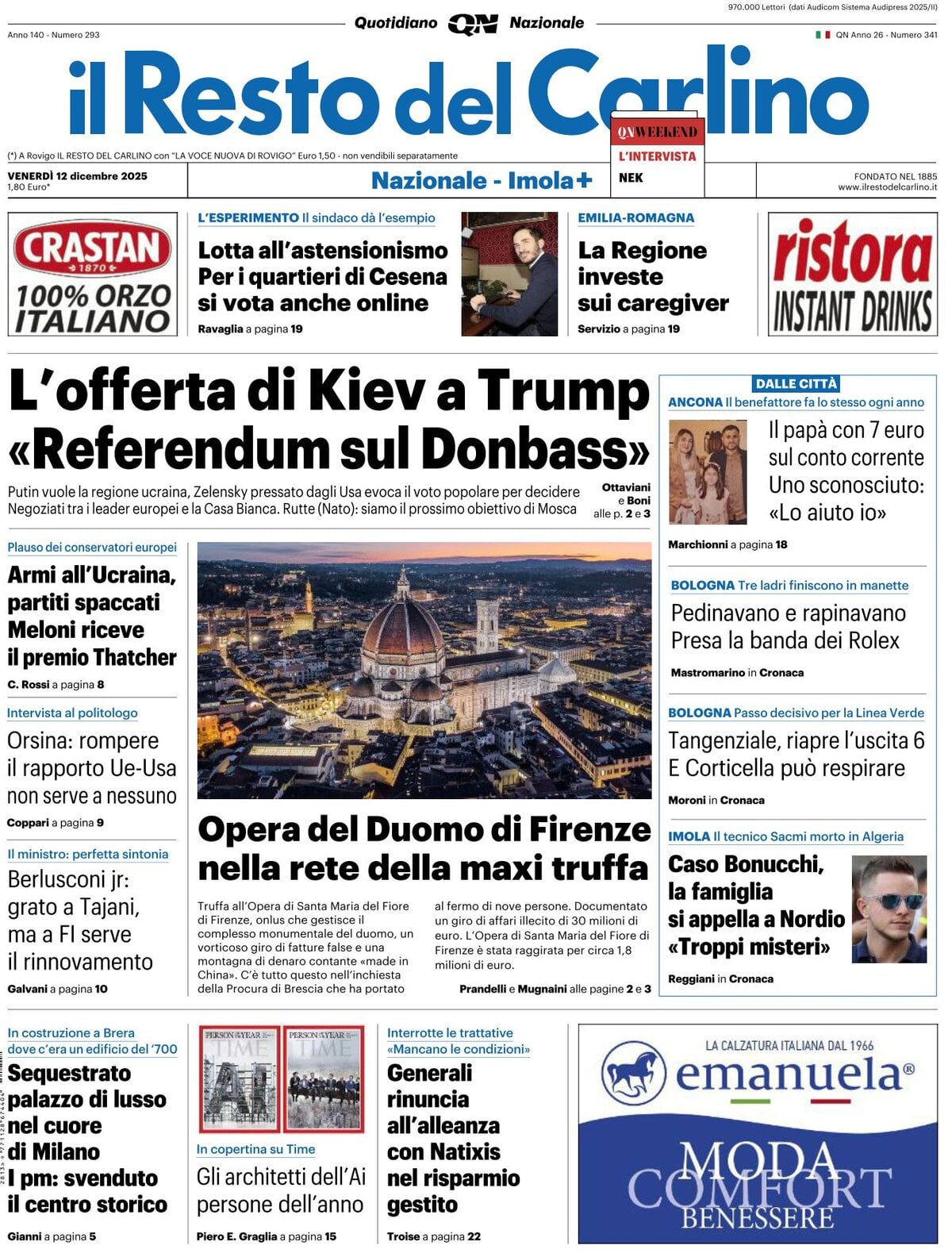 Il Resto Del Carlino, prima pagina