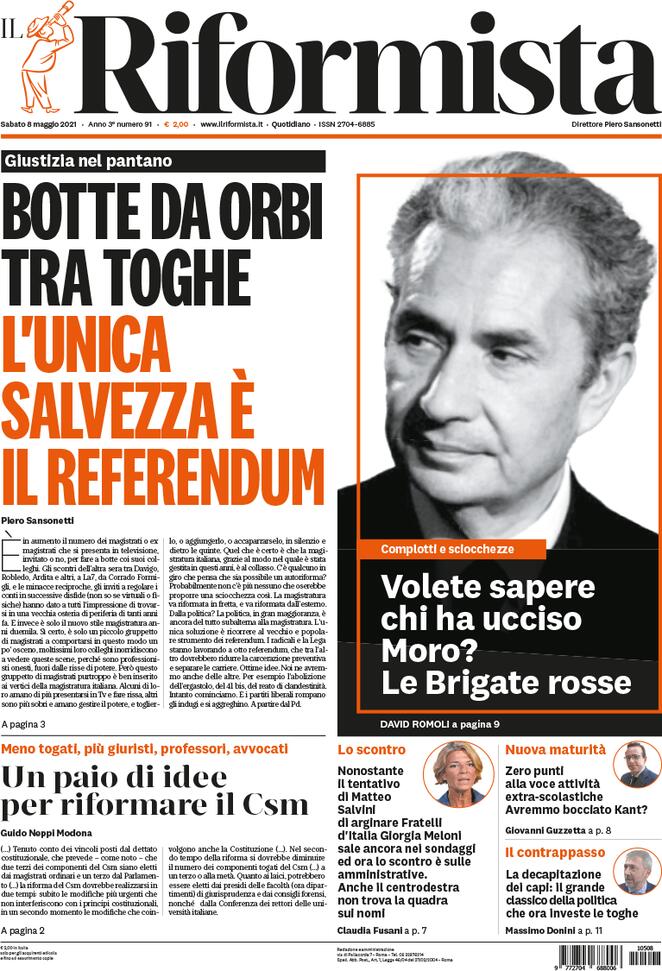 Il Riformista, prima pagina