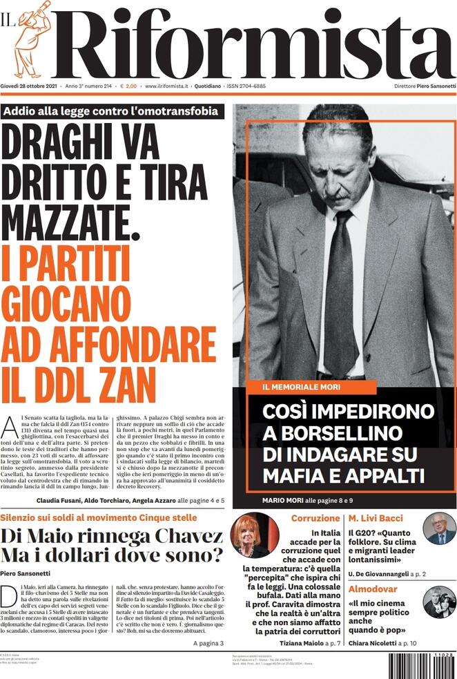 Il Riformista, prima pagina