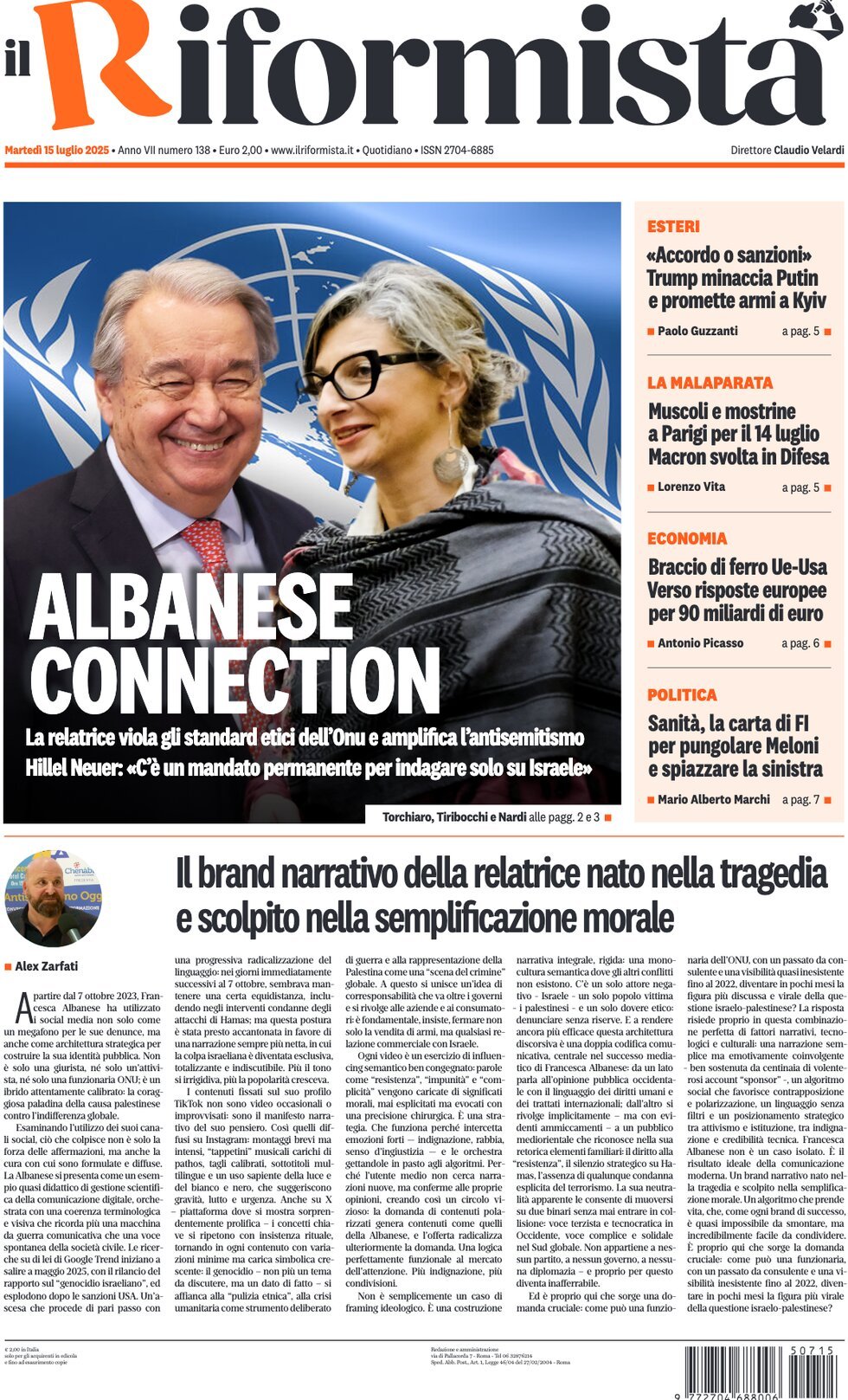 Il Riformista, prima pagina
