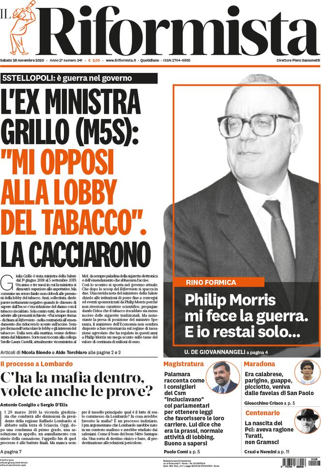 Il Riformista, prima pagina