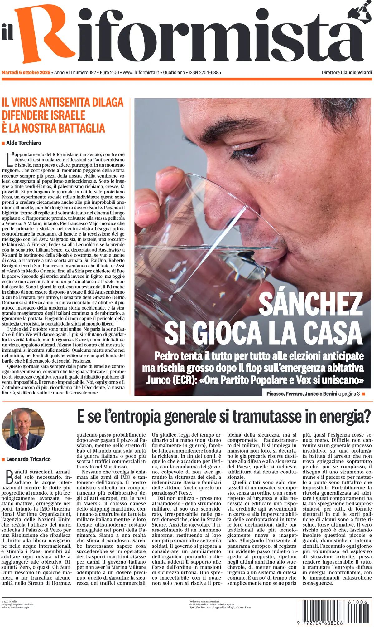 Il Riformista, prima pagina