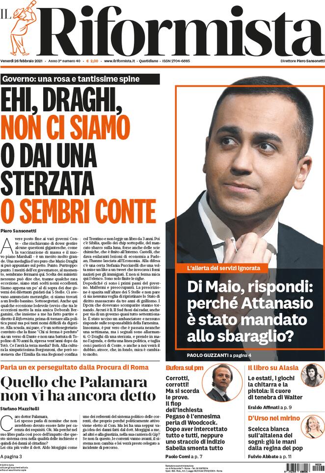 Il Riformista, prima pagina