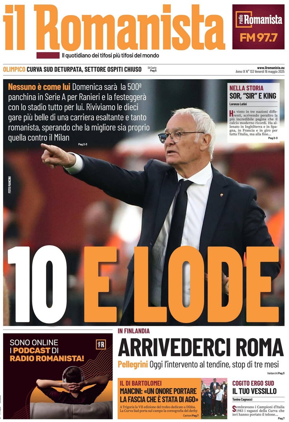 Il Romanista, prima pagina